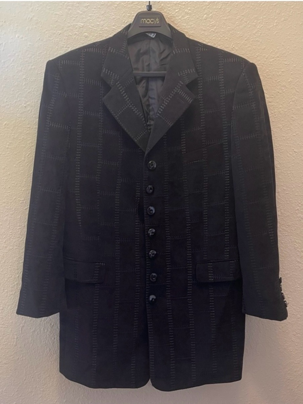 Il Canto Italian Designer Men's Black Stitched Blazer Sport Coat Suit Jacket 40L
